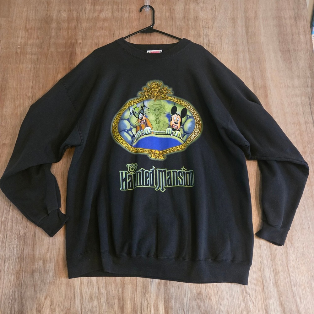 Vintage 90s Disneyland Haunted Mansion Sweatshirt XXL Mickey Goofy Hitchhiking